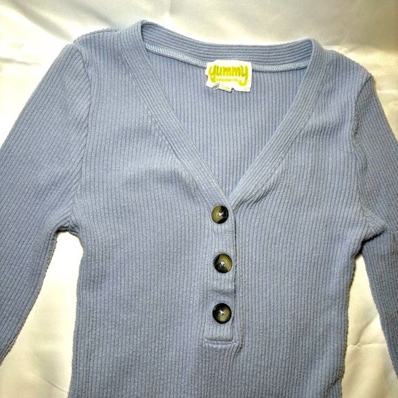 Yummy Sweater Co. Women Light Blue Bodysuit Size XS Soft - Picture 2 of 12